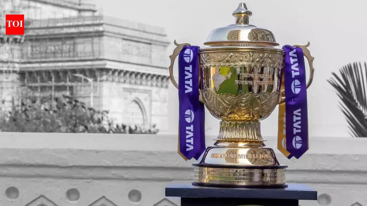 Indian Premier League trophy with Gateway of India backdrop