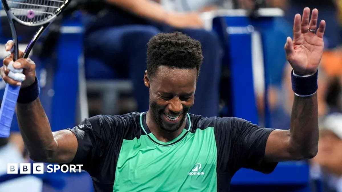 Tennis player celebrating after winning a match
