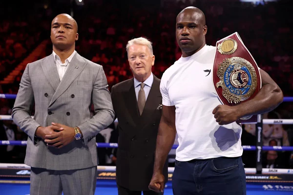 Two boxers and a promoter at press event