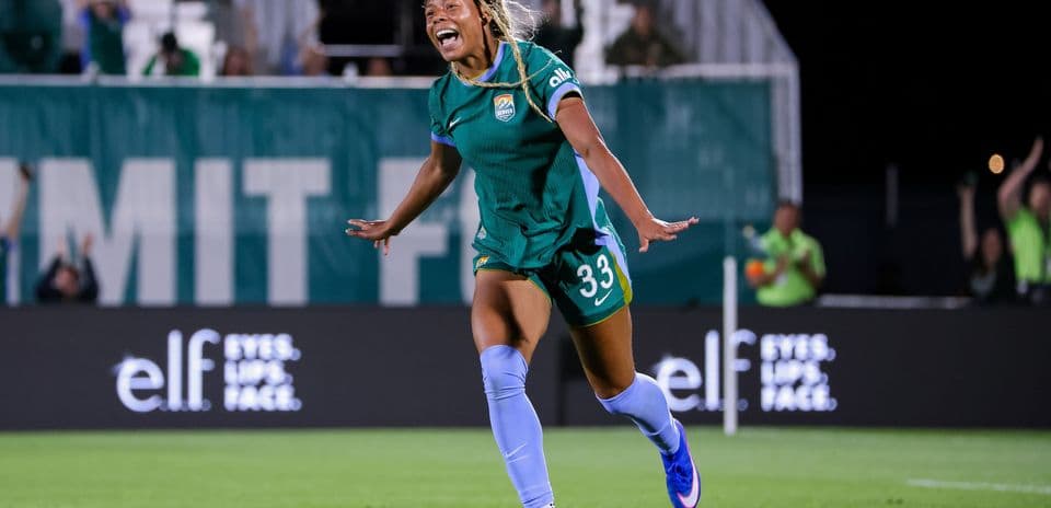Player celebrating after scoring a goal on field