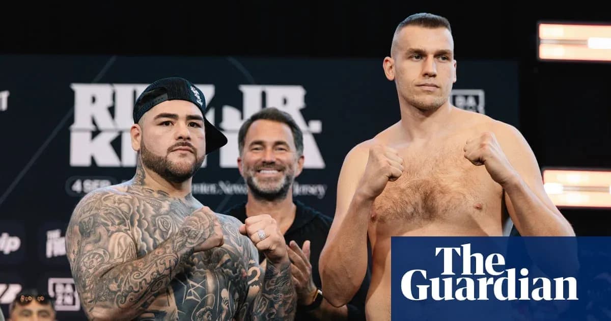 Boxers Andy Ruiz Jr. and Oleksandr Usyk at weigh-in