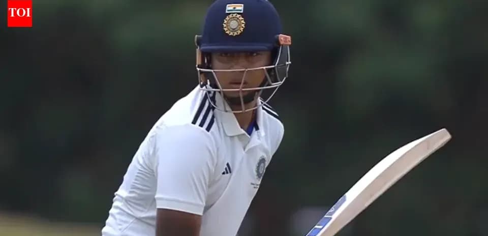 Batter preparing to face a delivery in cricket match