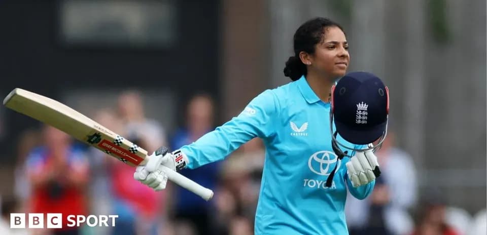 Batter celebrating after scoring runs in cricket match