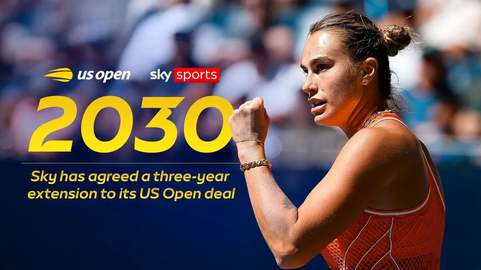 Female tennis player celebrating during US Open match