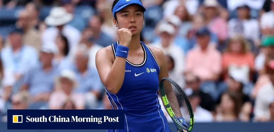 Tennis player celebrating a point during match
