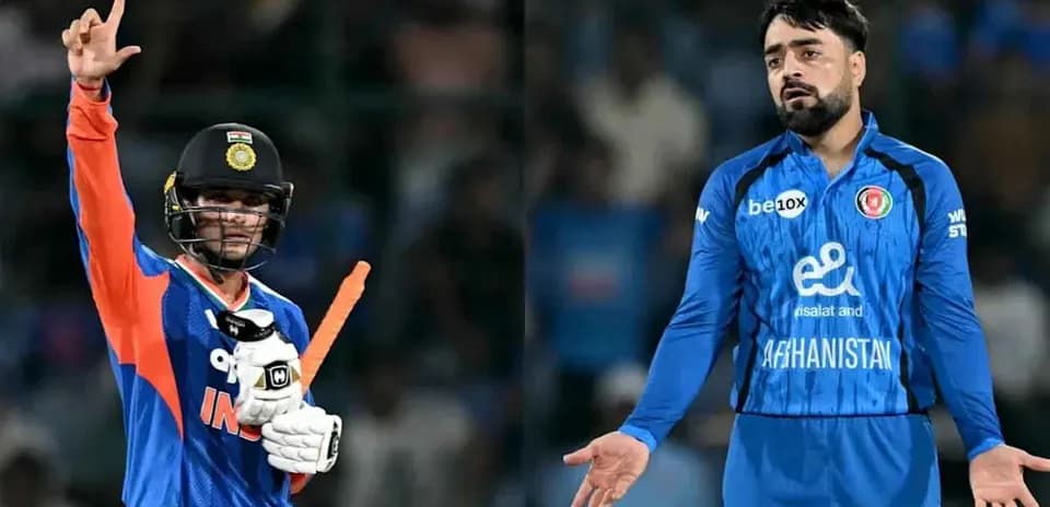 Two cricketers from India and Afghanistan during match