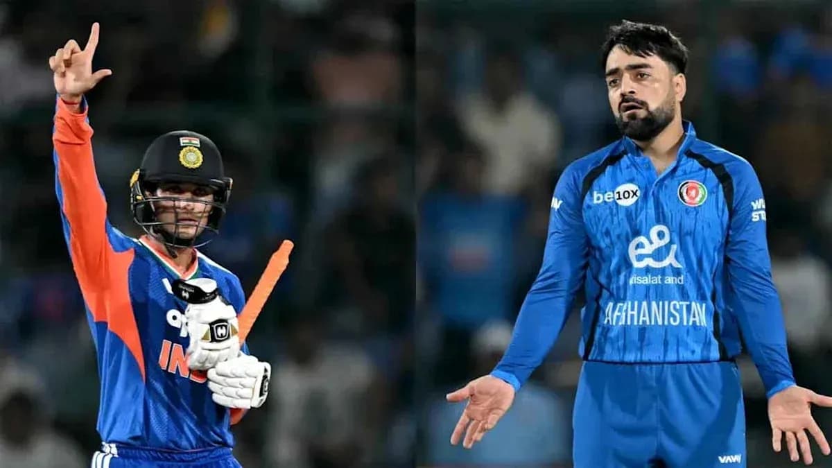 Two cricketers from India and Afghanistan during match
