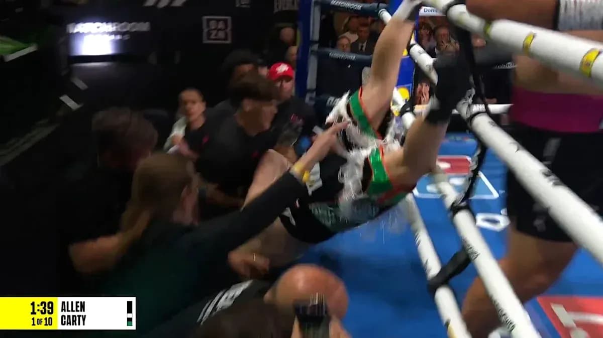 Boxer falling into the crowd during a match