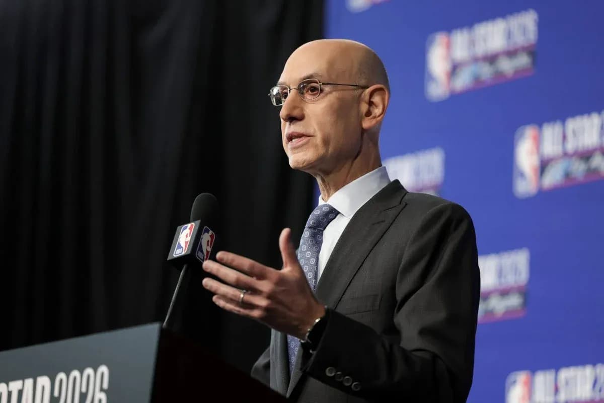 NBA commissioner speaking at press conference podium