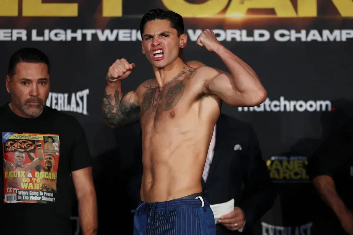 Fighter posing during weigh-in event for championship