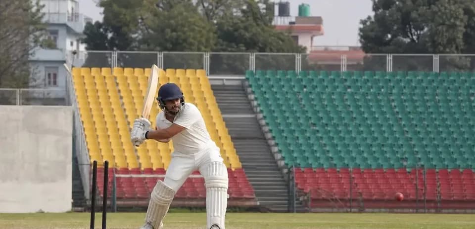 Batsman playing a shot in cricket practice session