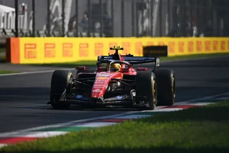 Ferrari car racing on track during Formula 1 event
