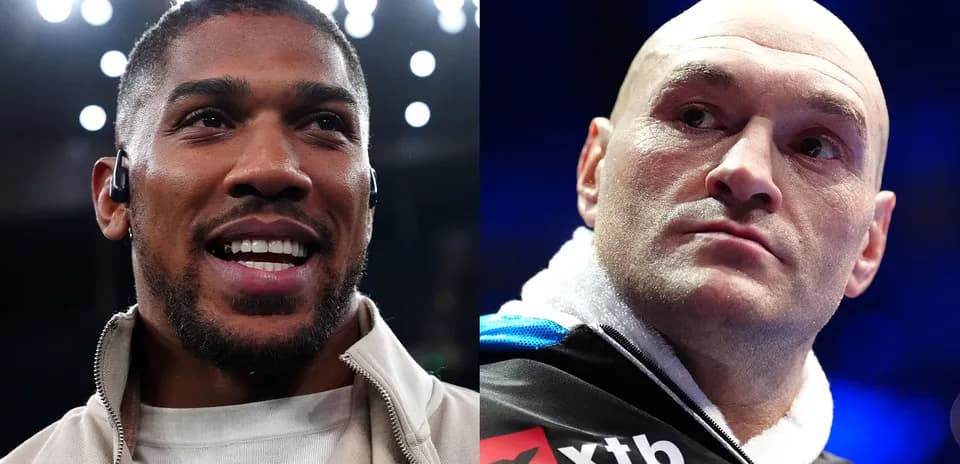 Anthony Joshua and Tyson Fury facing off before match