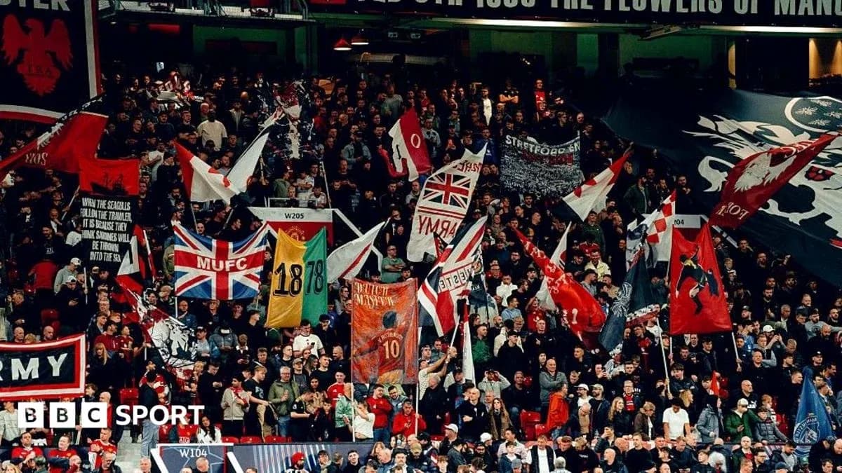 Crowd of fans with flags at a stadium