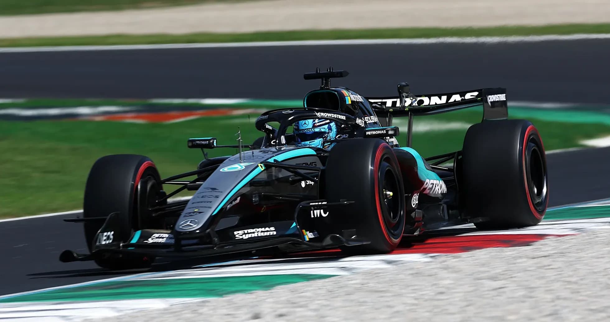 Mercedes Formula 1 car racing on track