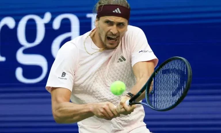 Player hitting a forehand during tennis match