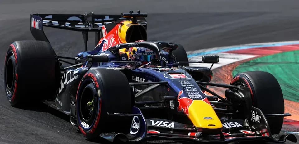 Red Bull Racing car navigating a race track corner