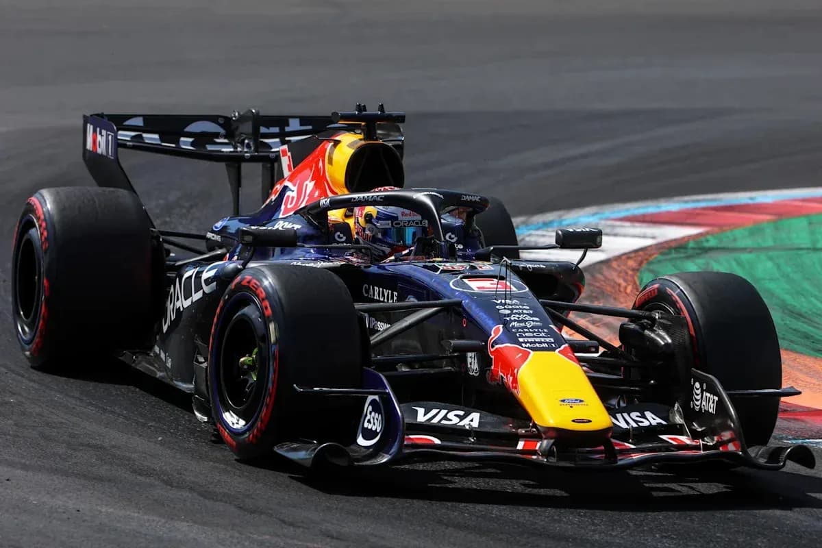 Red Bull Racing car navigating a race track corner