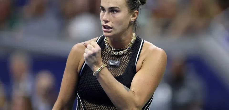 Tennis player celebrating during a match