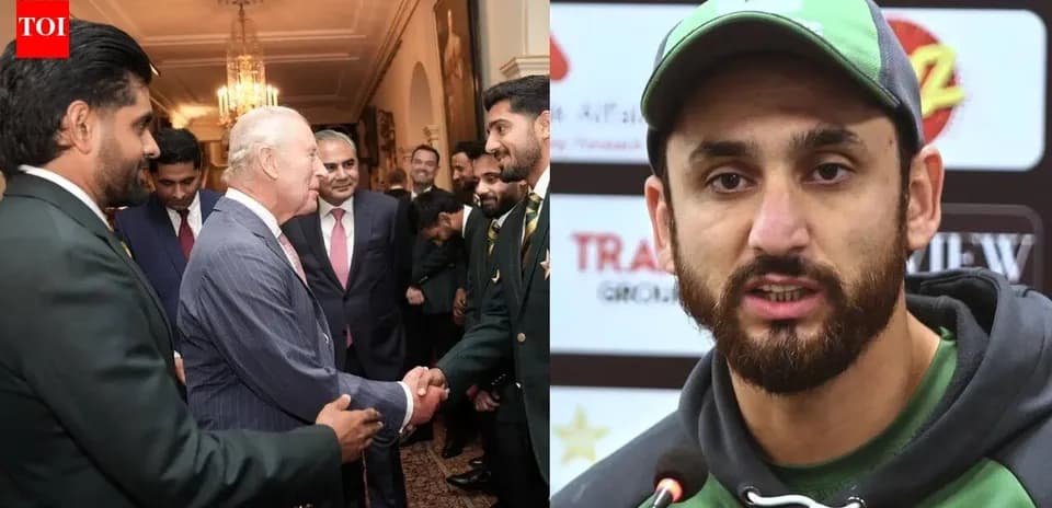 Pakistani cricket team meeting dignitaries at event