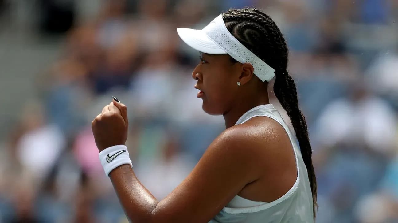 Tennis player celebrating during a match