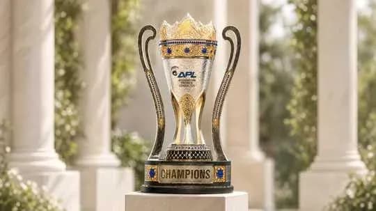 Championship trophy displayed on a pedestal