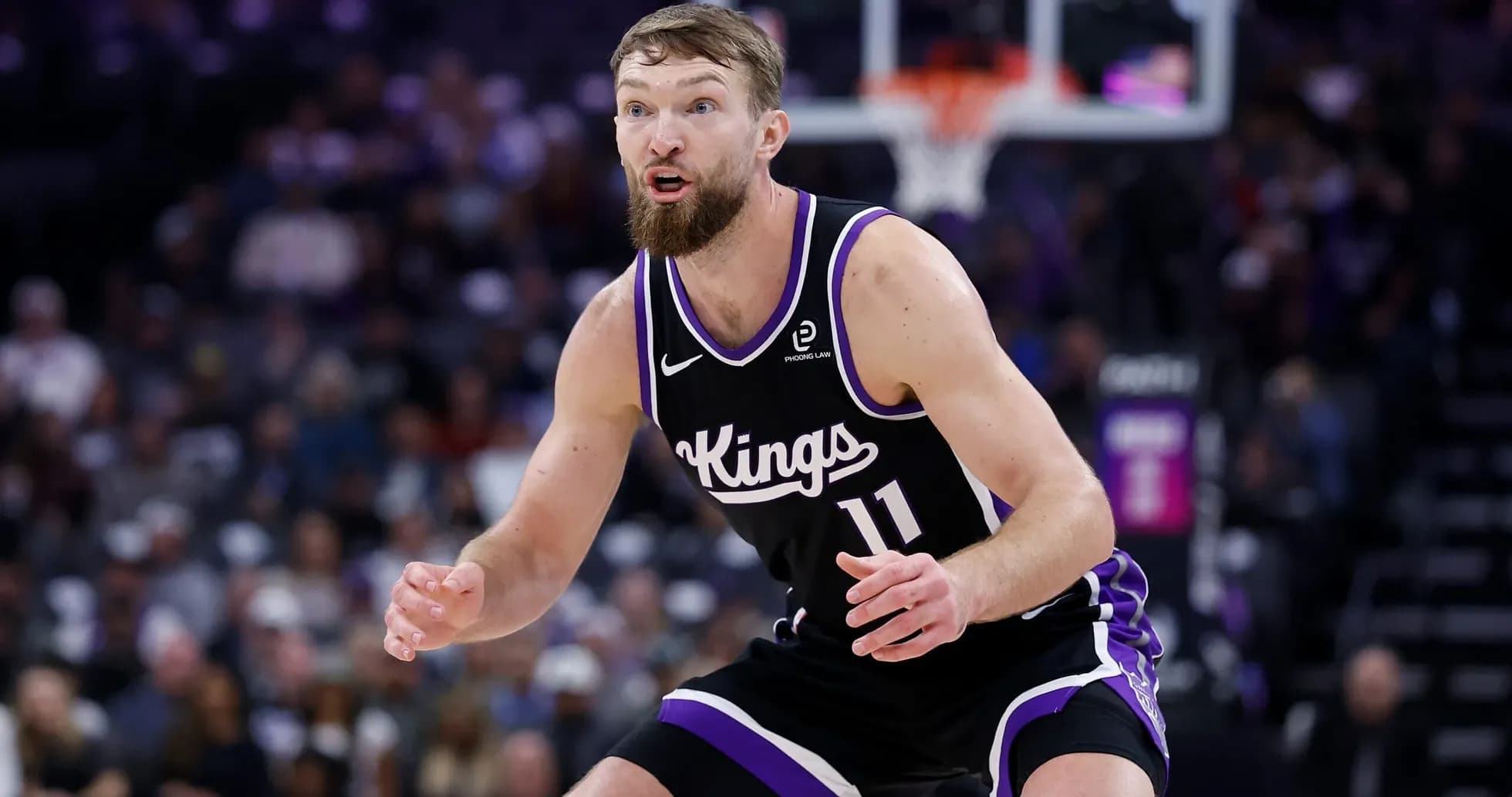 Player defending during a Sacramento Kings game