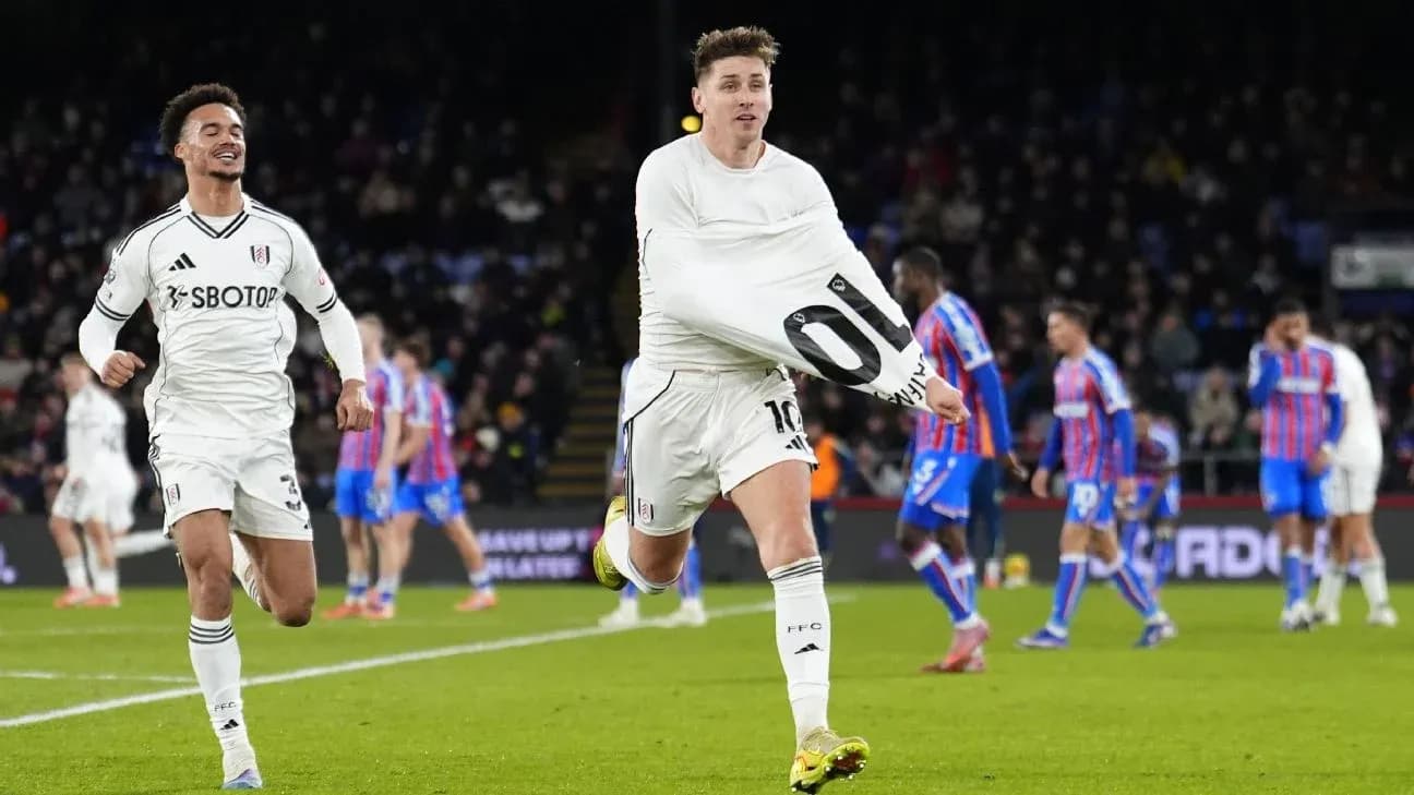 Fulham players celebrating a goal during match