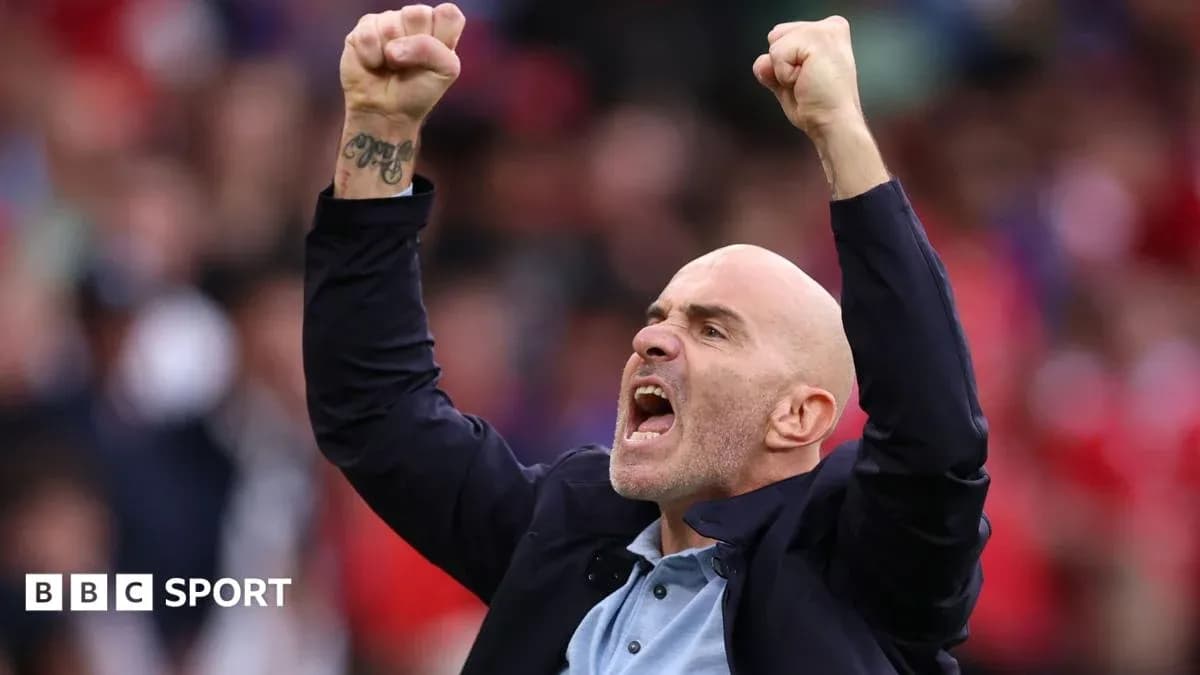 Coach celebrating passionately during a match