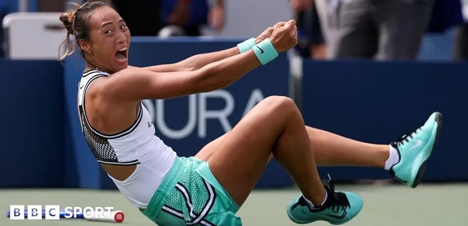 Player celebrating on the court after winning