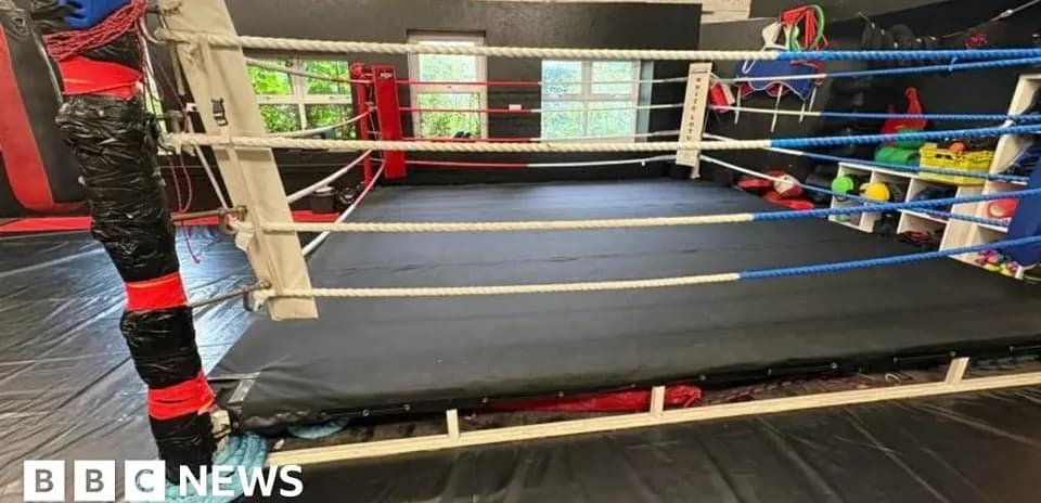 Empty boxing ring in training facility