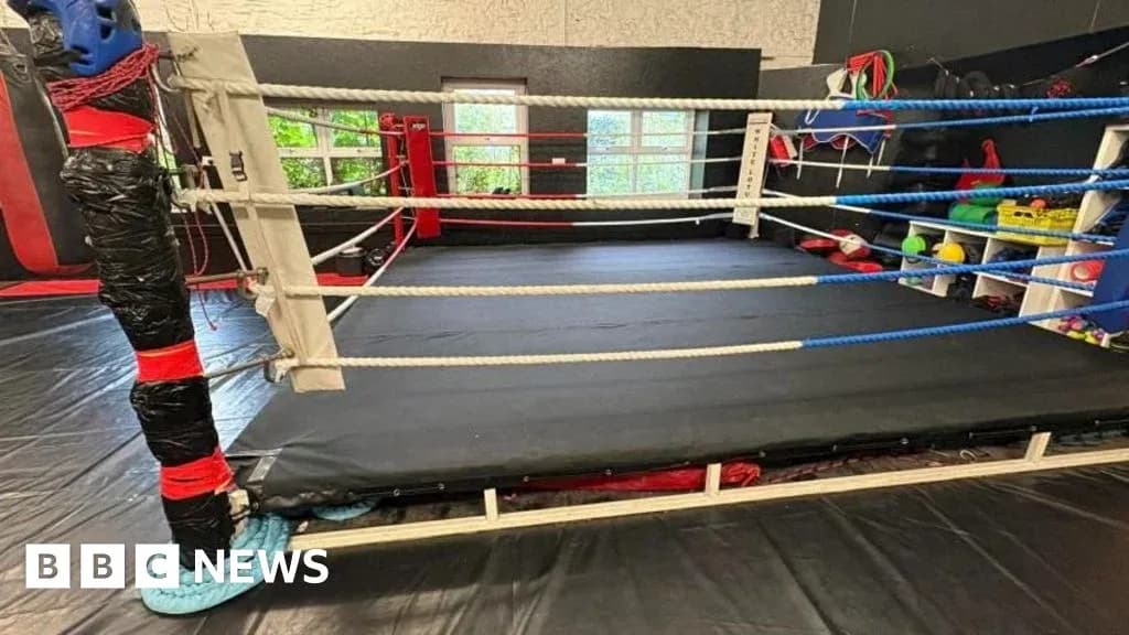 Empty boxing ring in training facility