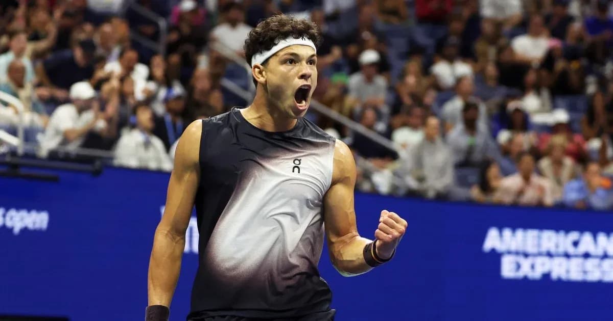 Tennis player celebrating a point during match Tennis player celebrating a point during match