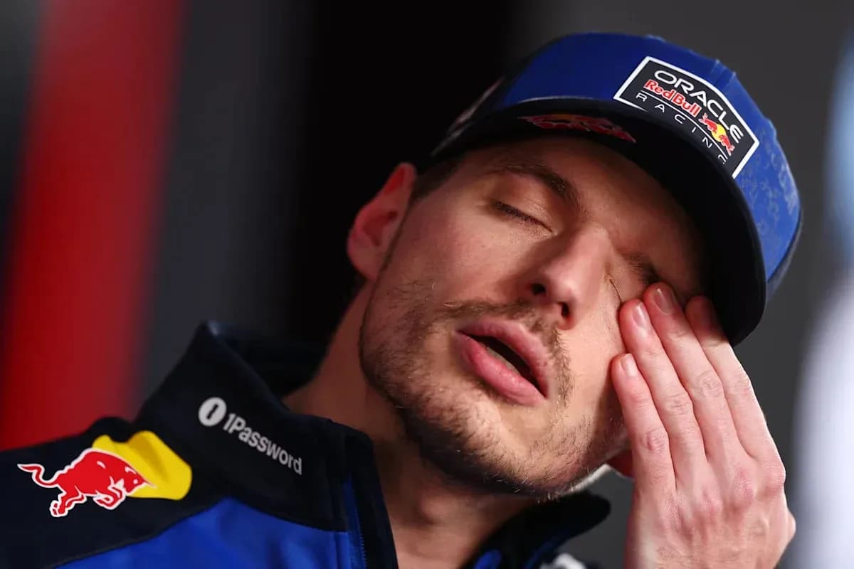 Driver resting with eyes closed during press event Driver resting with eyes closed during press event