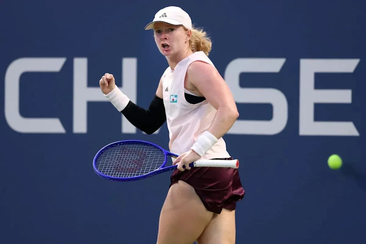 Tennis player celebrating a point during match Tennis player celebrating a point during match