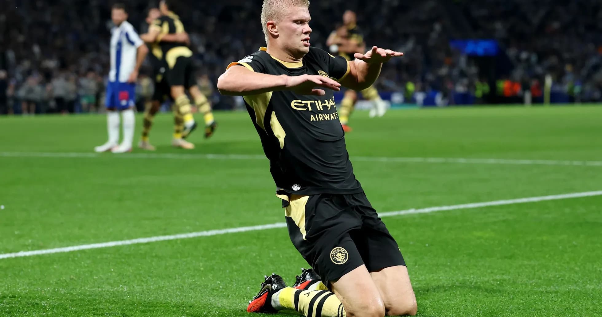 Player celebrating after scoring a goal on field Player celebrating after scoring a goal on field