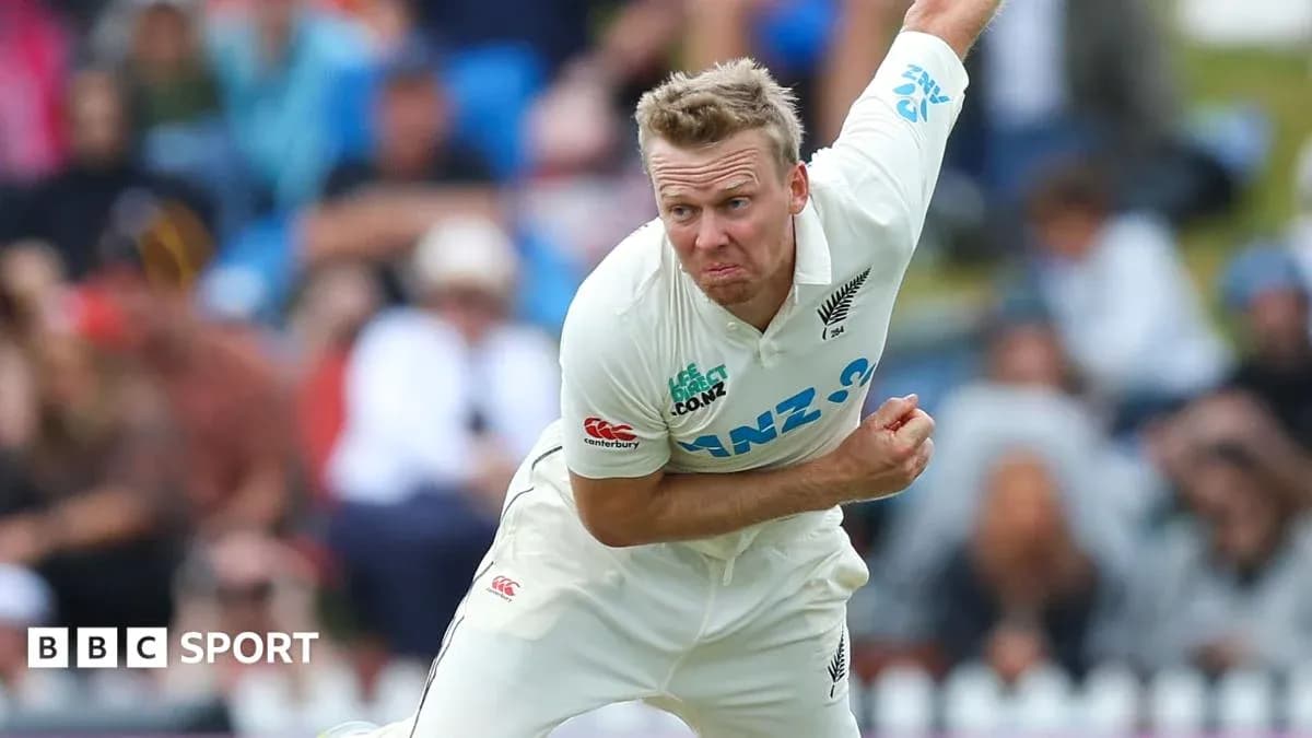 Cricketer bowling during a match for New Zealand Cricketer bowling during a match for New Zealand