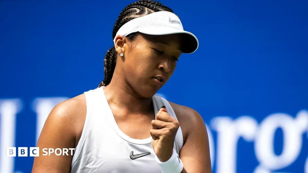 Naomi Osaka celebrating during a tennis match Naomi Osaka celebrating during a tennis match