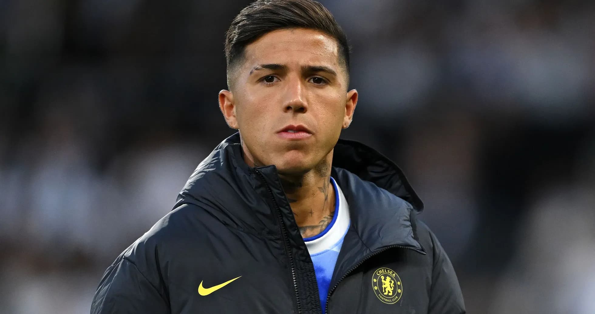 Player in Chelsea jacket during match warm-up Player in Chelsea jacket during match warm-up