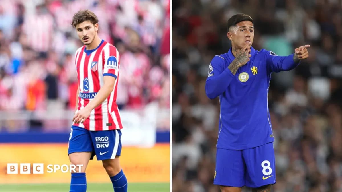 Two football players in team kits during matches Two football players in team kits during matches