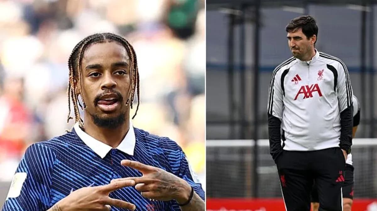 Football player gesturing and coach observing training Football player gesturing and coach observing training