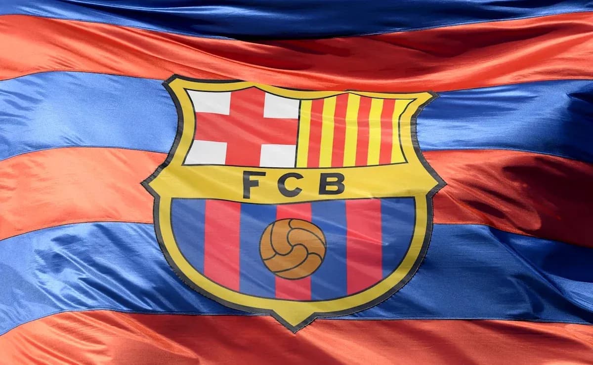 FC Barcelona crest on a waving flag FC Barcelona crest on a waving flag