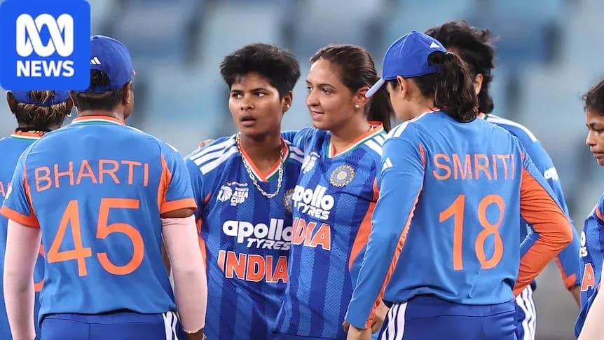 Indian women's cricket team discussing strategy on field Indian women's cricket team discussing strategy on field
