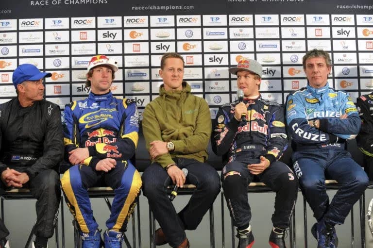 Drivers seated at press conference for Race of Champions Drivers seated at press conference for Race of Champions