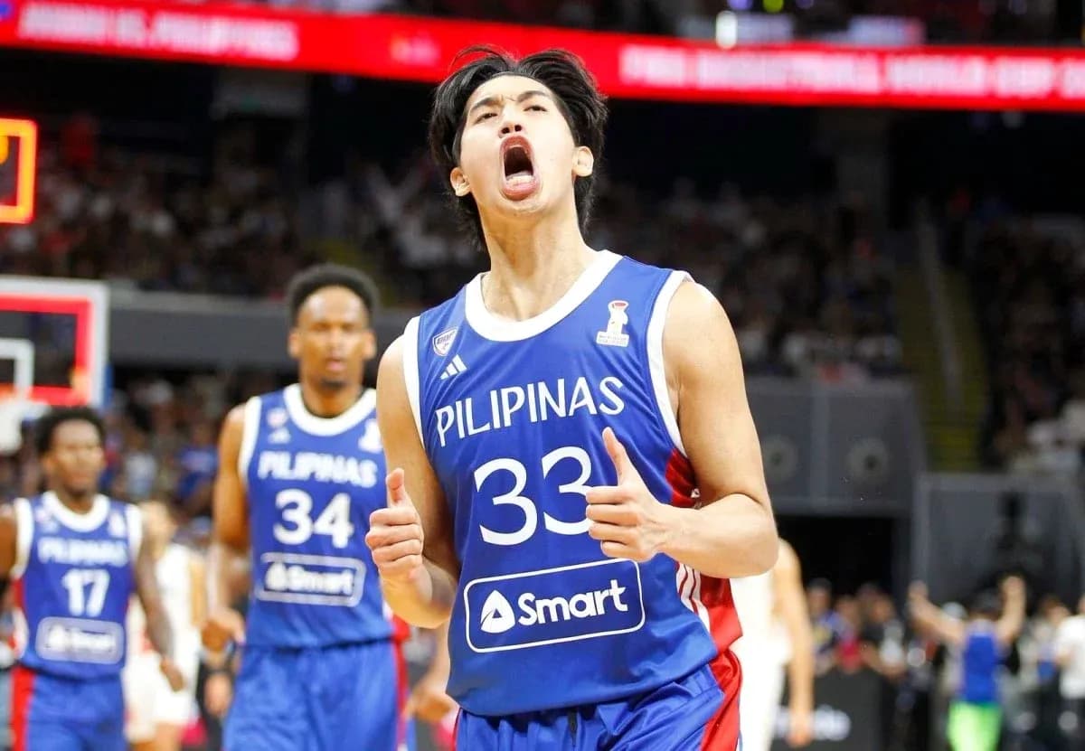 Player celebrating during basketball match for Pilipinas Player celebrating during basketball match for Pilipinas