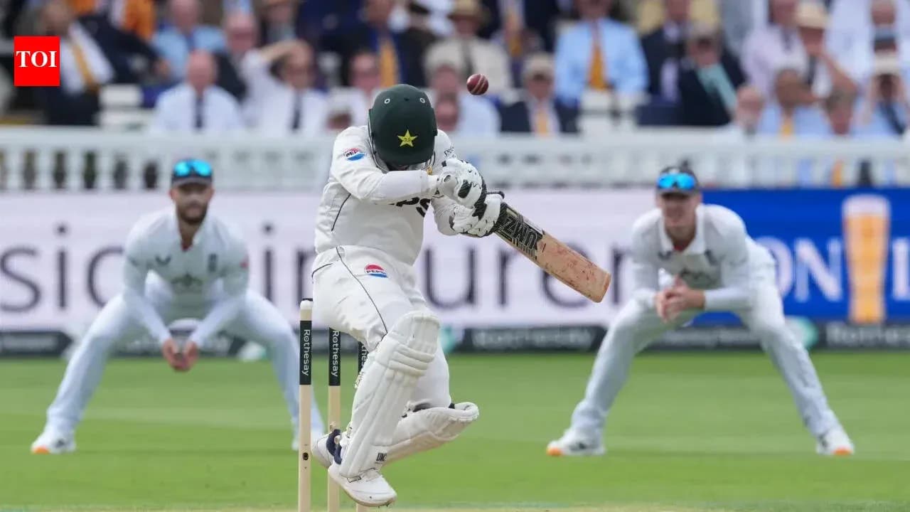 Batsman ducking as ball approaches during cricket match Batsman ducking as ball approaches during cricket match