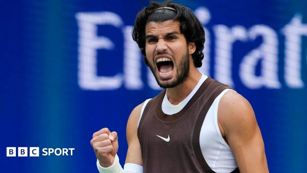 Tennis player celebrating a point during match Tennis player celebrating a point during match