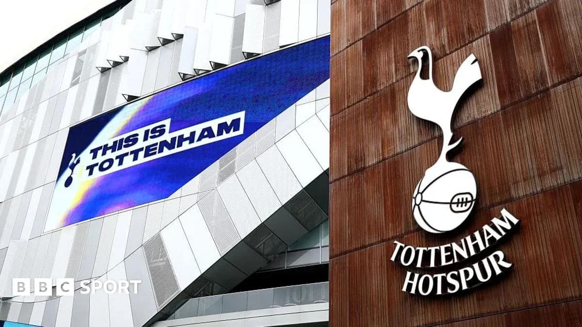 Tottenham Hotspur logo and stadium signage displayed Tottenham Hotspur logo and stadium signage displayed