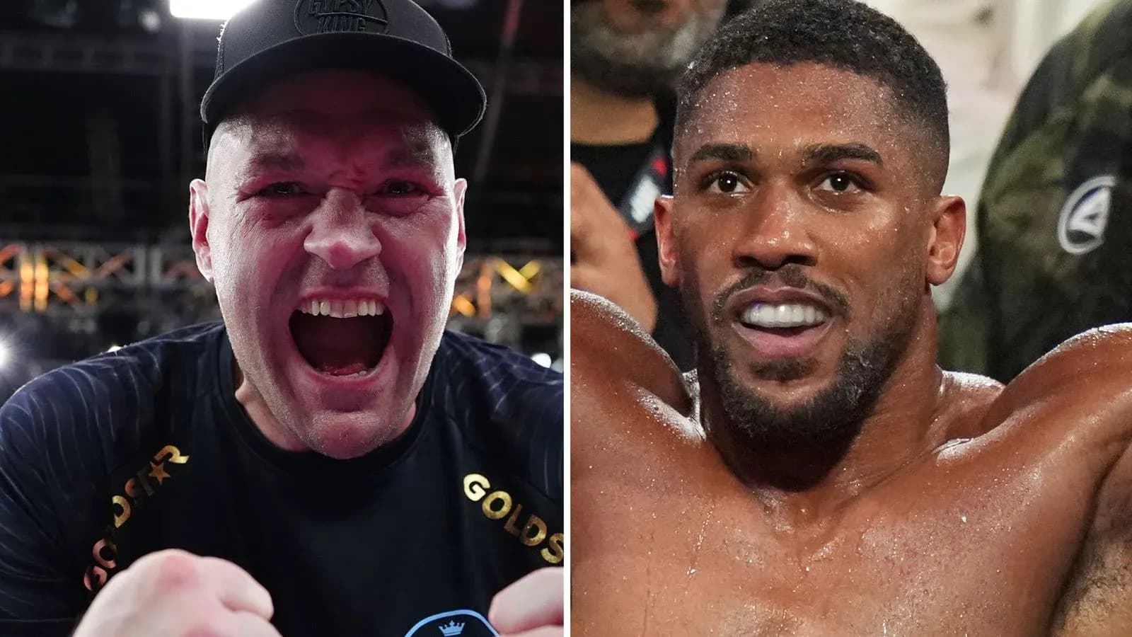 Tyson Fury and Anthony Joshua celebrating after fights Tyson Fury and Anthony Joshua celebrating after fights
