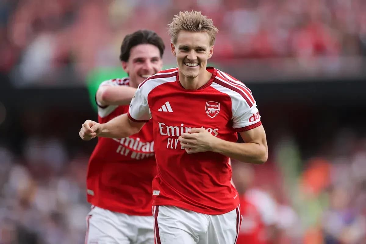 Arsenal player celebrating a goal during match Arsenal player celebrating a goal during match